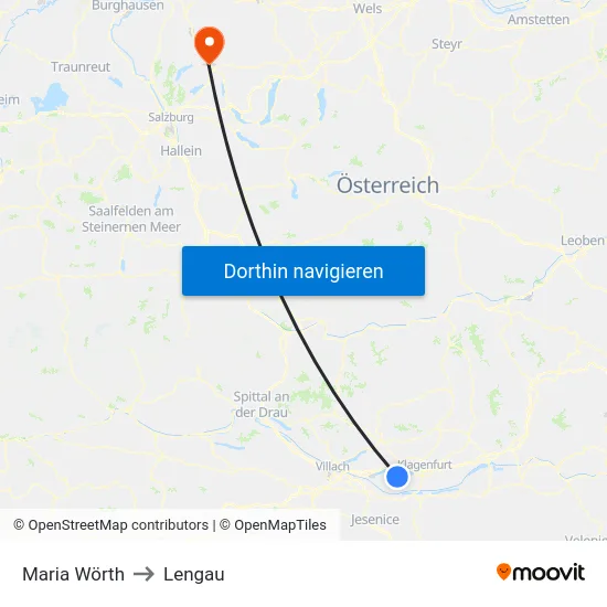 Maria Wörth to Lengau map