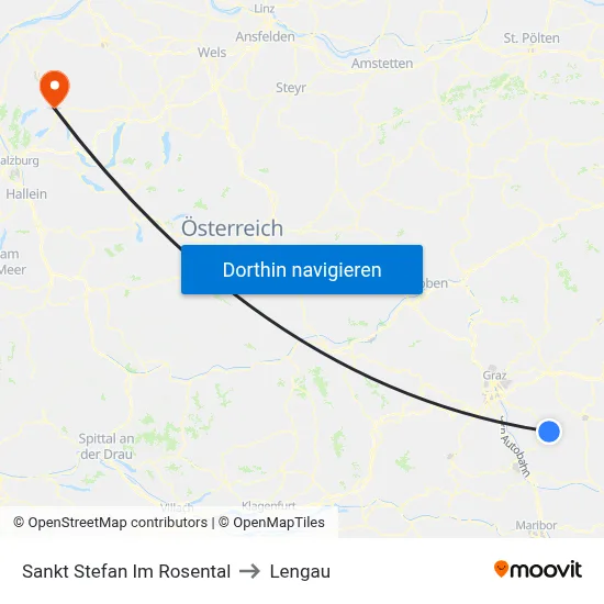 Sankt Stefan Im Rosental to Lengau map