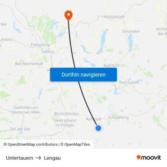 Untertauern to Lengau map