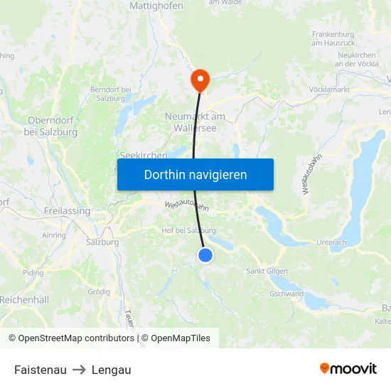 Faistenau to Lengau map