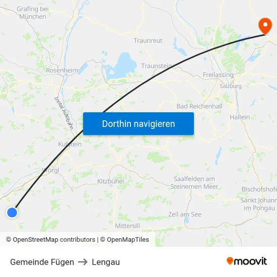Gemeinde Fügen to Lengau map