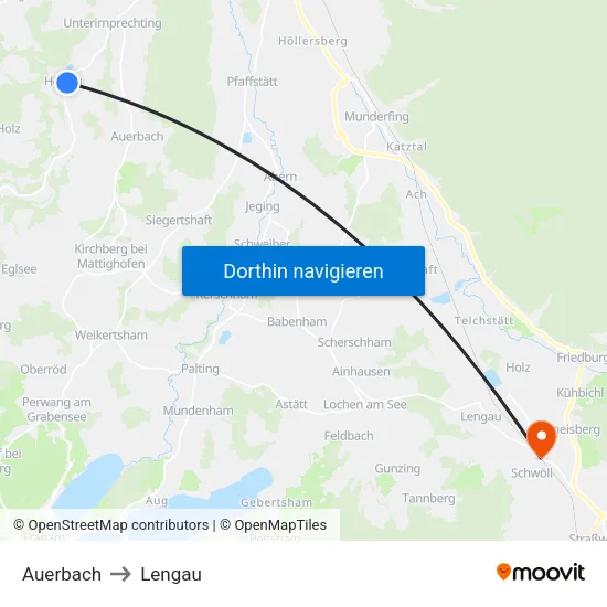Auerbach to Lengau map