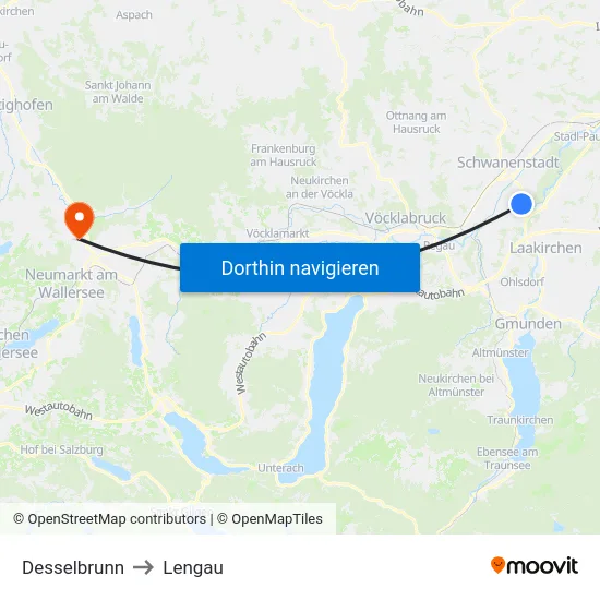 Desselbrunn to Lengau map