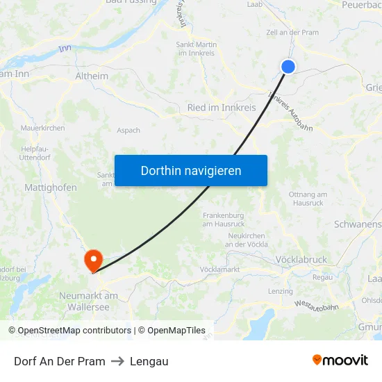 Dorf An Der Pram to Lengau map