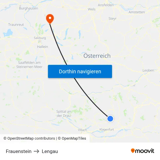 Frauenstein to Lengau map