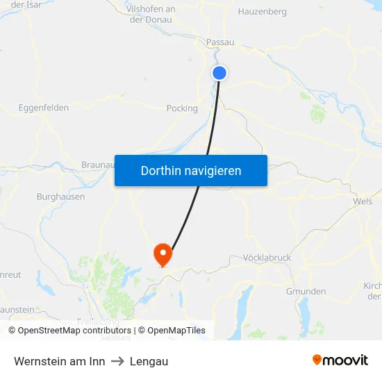 Wernstein am Inn to Lengau map