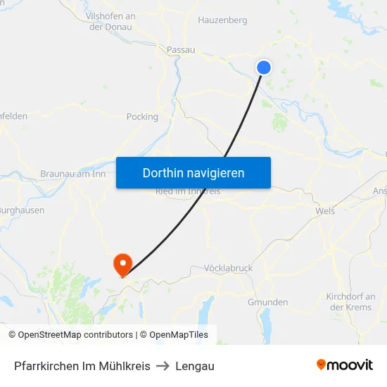 Pfarrkirchen Im Mühlkreis to Lengau map