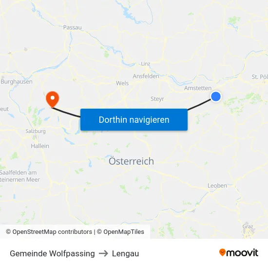 Gemeinde Wolfpassing to Lengau map