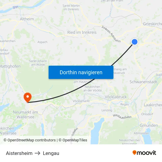Aistersheim to Lengau map
