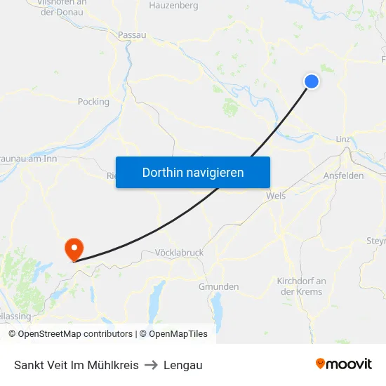 Sankt Veit Im Mühlkreis to Lengau map