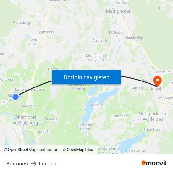 Bürmoos to Lengau map