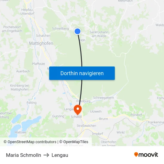 Maria Schmolln to Lengau map
