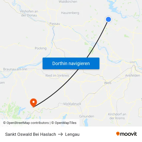 Sankt Oswald Bei Haslach to Lengau map