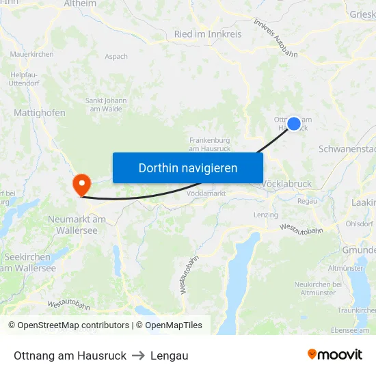 Ottnang am Hausruck to Lengau map