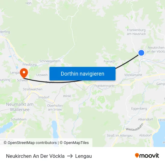 Neukirchen An Der Vöckla to Lengau map