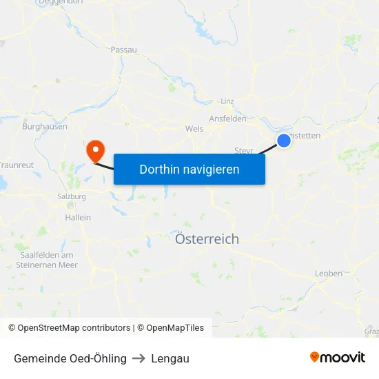 Gemeinde Oed-Öhling to Lengau map