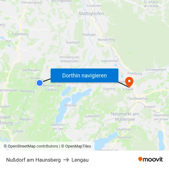 Nußdorf am Haunsberg to Lengau map