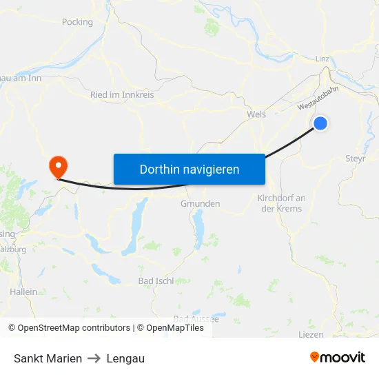 Sankt Marien to Lengau map