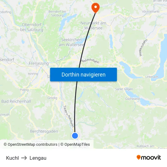 Kuchl to Lengau map
