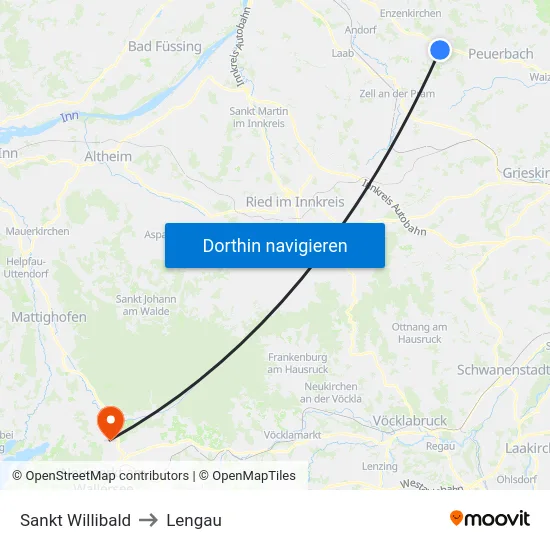 Sankt Willibald to Lengau map