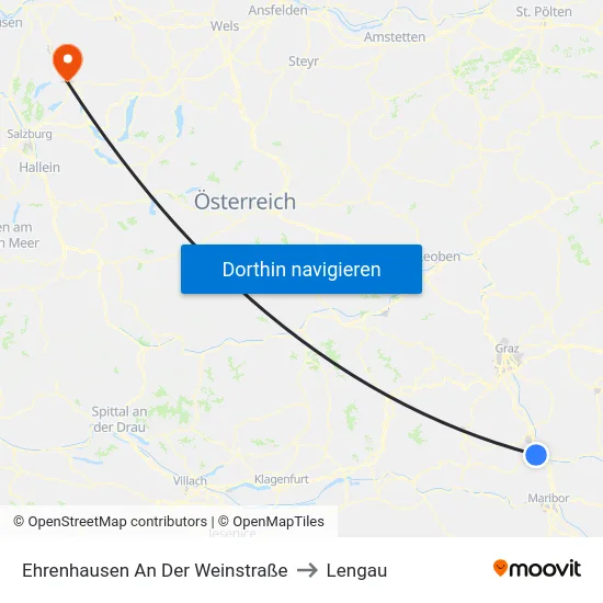 Ehrenhausen An Der Weinstraße to Lengau map