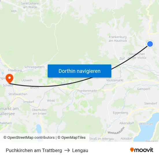 Puchkirchen am Trattberg to Lengau map