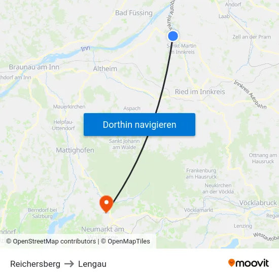 Reichersberg to Lengau map