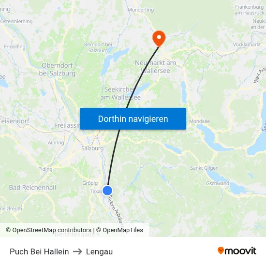 Puch Bei Hallein to Lengau map