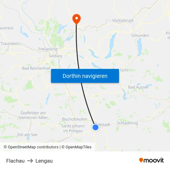 Flachau to Lengau map