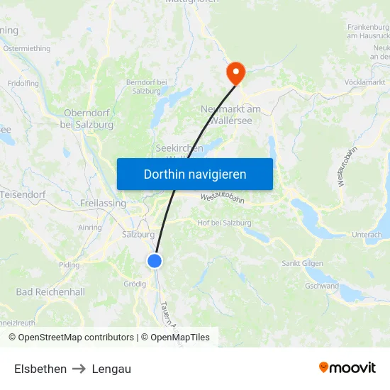 Elsbethen to Lengau map