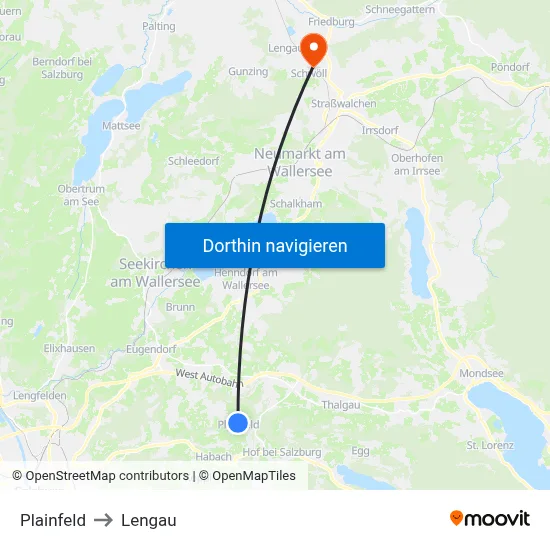 Plainfeld to Lengau map