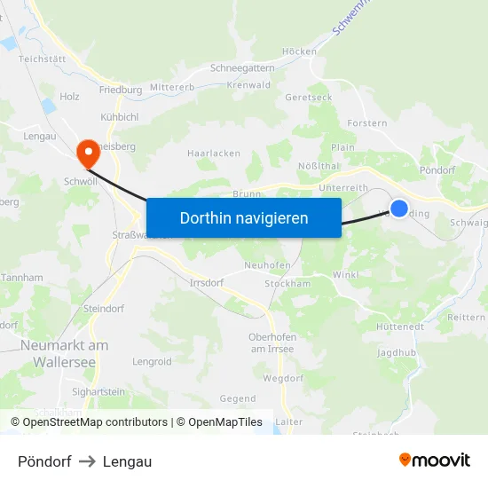 Pöndorf to Lengau map