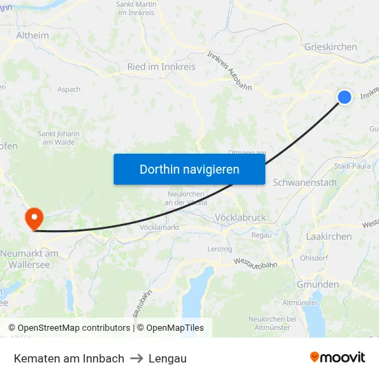 Kematen am Innbach to Lengau map