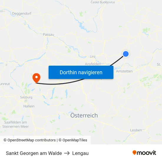 Sankt Georgen am Walde to Lengau map