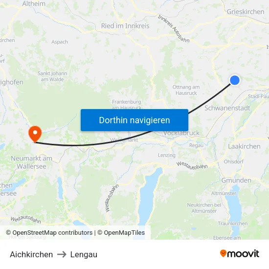 Aichkirchen to Lengau map