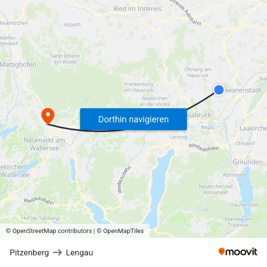 Pitzenberg to Lengau map