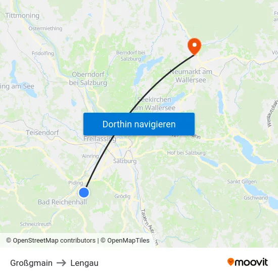Großgmain to Lengau map
