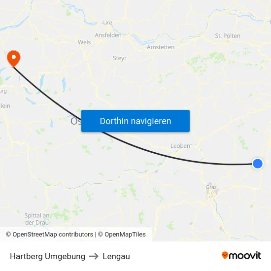 Hartberg Umgebung to Lengau map