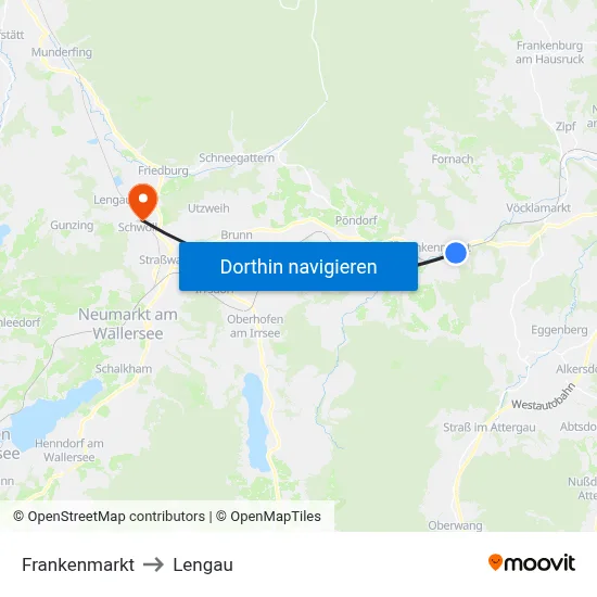 Frankenmarkt to Lengau map
