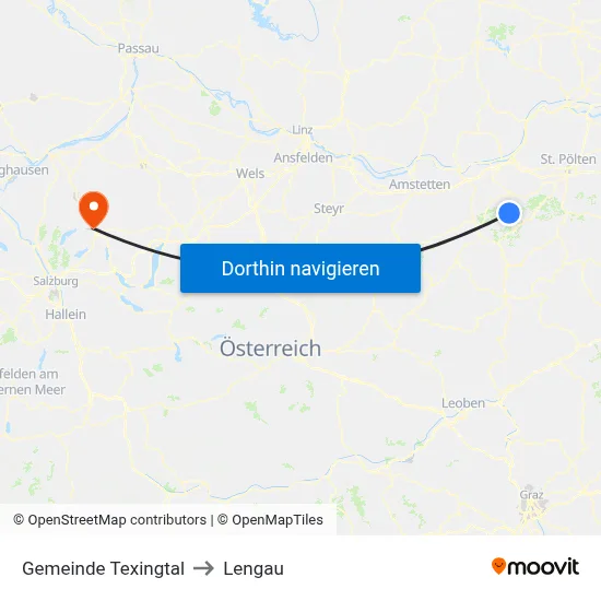Gemeinde Texingtal to Lengau map