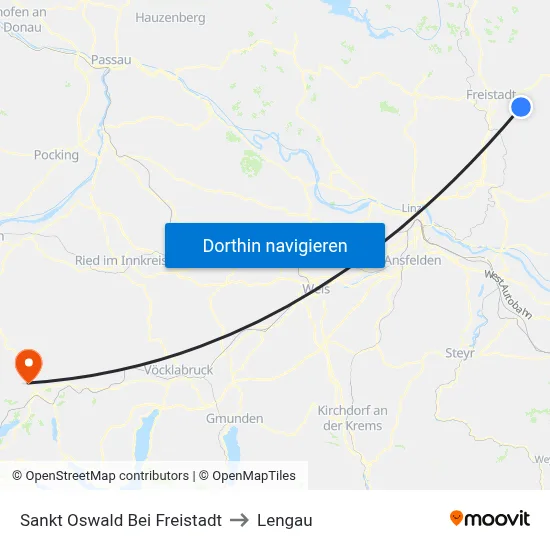 Sankt Oswald Bei Freistadt to Lengau map