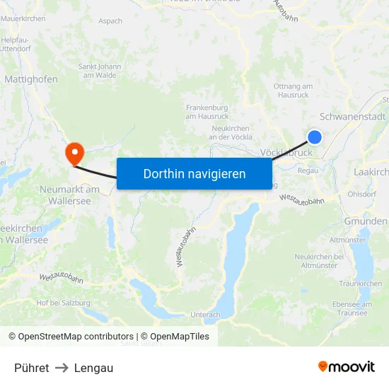 Pühret to Lengau map