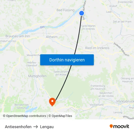 Antiesenhofen to Lengau map