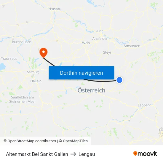 Altenmarkt Bei Sankt Gallen to Lengau map