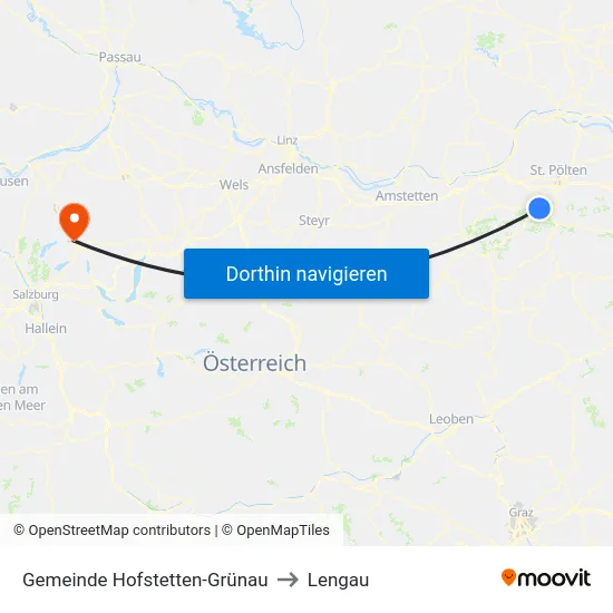 Gemeinde Hofstetten-Grünau to Lengau map