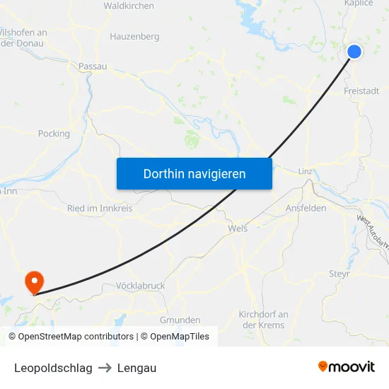 Leopoldschlag to Lengau map