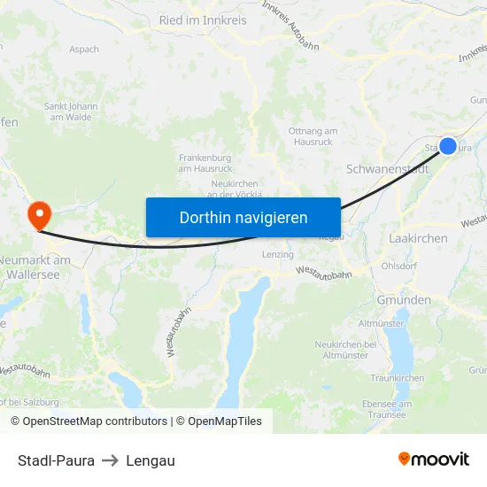 Stadl-Paura to Lengau map