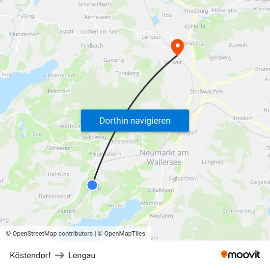 Köstendorf to Lengau map