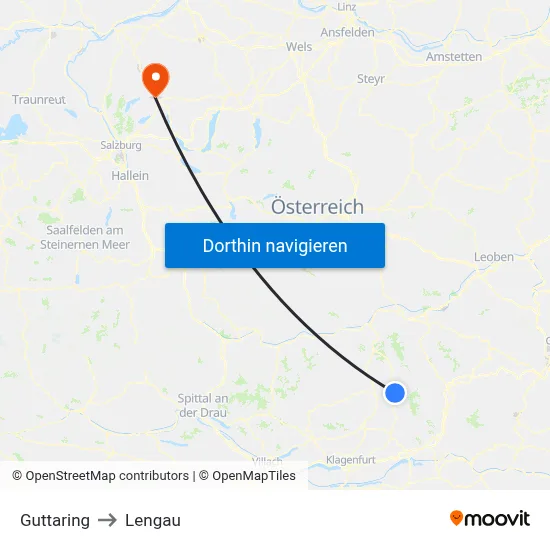 Guttaring to Lengau map