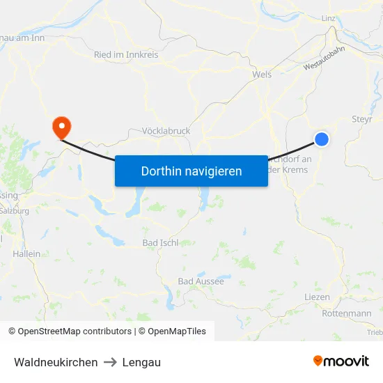 Waldneukirchen to Lengau map
